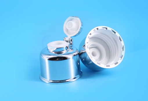 cosmetic plastic flip top cap with sliver color coat 24/410
